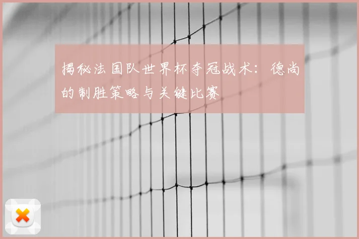 揭秘法国队世界杯夺冠战术：德尚的制胜策略与关键比赛